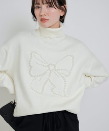 PICCIN PERLA | リボンパールタートルネックセーター(ニット/セーター)