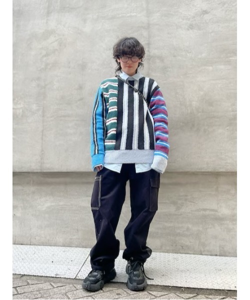 ニット nuit loin ストライプセーター Ruselimo セーター シャギーストライプ / knit striped shaggy メンズウェア
