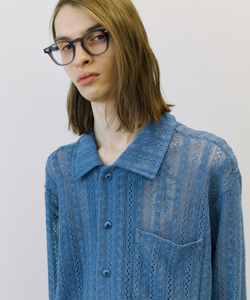 ENDOOR（エンドア）の「Crochet shirts (blue)（シャツ/ブラウス・メンズ・その他・1）」の2枚目の写真