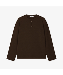 WORK ON BODY OFF（ワークオンボディオフ）の「レスティッドセミオーバーフィットヘンリーネックニット-ブラウン（Tシャツ/カットソー）」