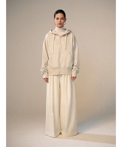ジップアップフードパーカー スウェットシャツ オートミール
