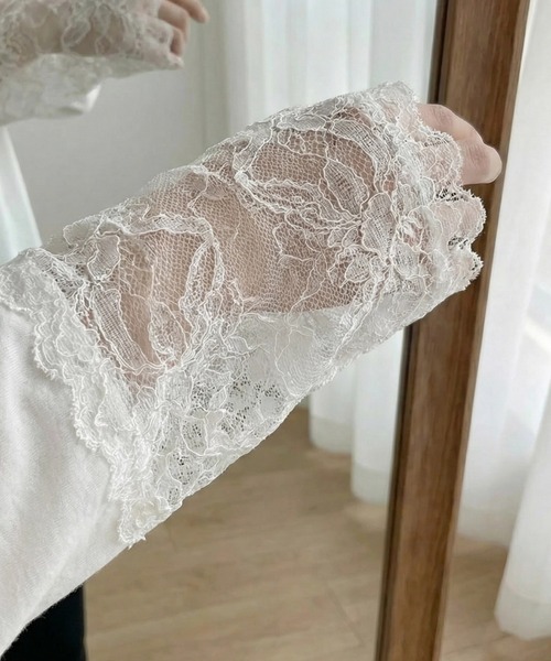 cammie（キャミー）の「裾レースデザイトップス（Tシャツ/カットソー・レディース・ホワイト・M/L）」の6枚目の写真