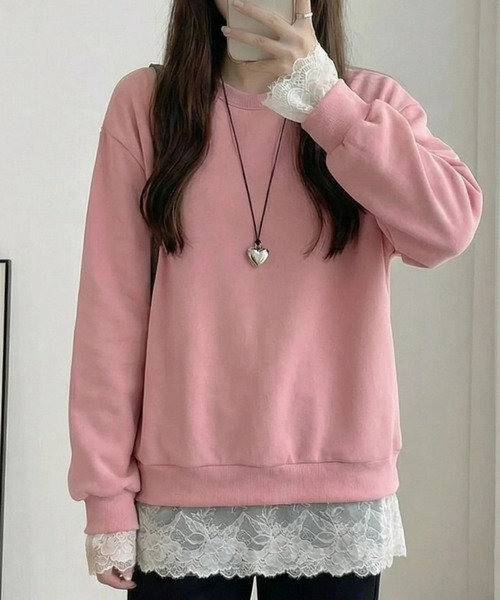 cammie（キャミー）の「裾レースデザイトップス（Tシャツ/カットソー・レディース・ホワイト・M/L）」の7枚目の写真