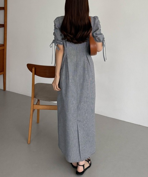 callautia(カラウティア)の「パフスリーブリボンワンピース(ワンピース・レディース・ネイビー/ベージュ/ブラック・SMALL/MEDIUM/LARGE)」の8枚目の写真