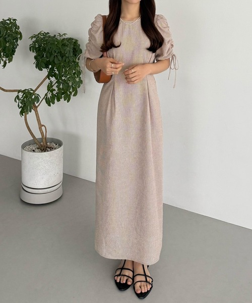 callautia(カラウティア)の「パフスリーブリボンワンピース(ワンピース・レディース・ネイビー/ベージュ/ブラック・SMALL/MEDIUM/LARGE)」の9枚目の写真