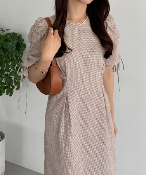 callautia(カラウティア)の「パフスリーブリボンワンピース(ワンピース・レディース・ネイビー/ベージュ/ブラック・SMALL/MEDIUM/LARGE)」の11枚目の写真