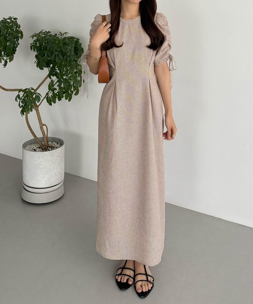 callautia(カラウティア)の「パフスリーブリボンワンピース(ワンピース・レディース・ネイビー/ベージュ/ブラック・SMALL/MEDIUM/LARGE)」の12枚目の写真