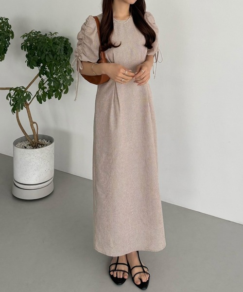 callautia(カラウティア)の「パフスリーブリボンワンピース(ワンピース・レディース・ネイビー/ベージュ/ブラック・SMALL/MEDIUM/LARGE)」の13枚目の写真