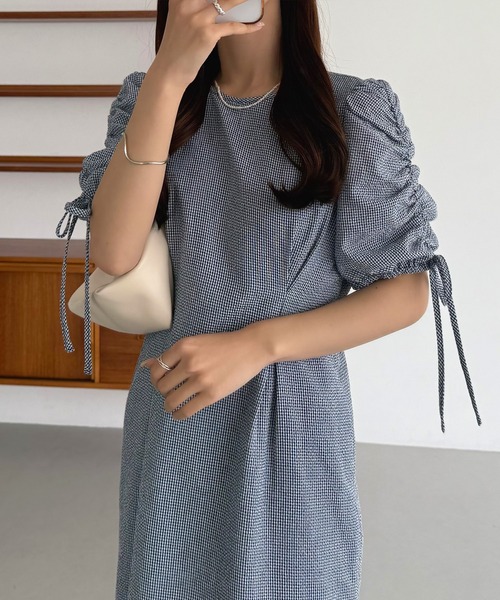callautia(カラウティア)の「パフスリーブリボンワンピース(ワンピース・レディース・ネイビー/ベージュ/ブラック・SMALL/MEDIUM/LARGE)」の14枚目の写真
