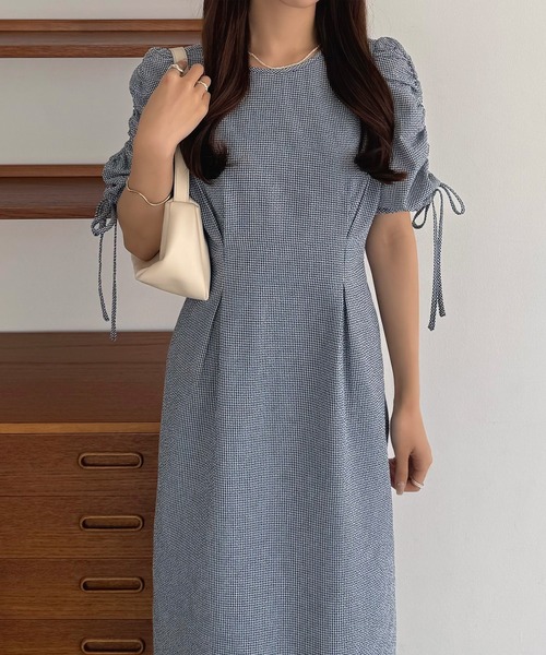 callautia(カラウティア)の「パフスリーブリボンワンピース(ワンピース・レディース・ネイビー/ベージュ/ブラック・SMALL/MEDIUM/LARGE)」の15枚目の写真