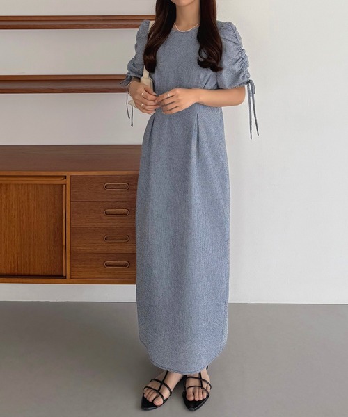 callautia(カラウティア)の「パフスリーブリボンワンピース(ワンピース・レディース・ネイビー/ベージュ/ブラック・SMALL/MEDIUM/LARGE)」の16枚目の写真