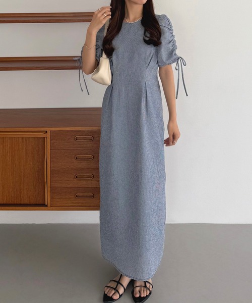 callautia(カラウティア)の「パフスリーブリボンワンピース(ワンピース・レディース・ネイビー/ベージュ/ブラック・SMALL/MEDIUM/LARGE)」の17枚目の写真