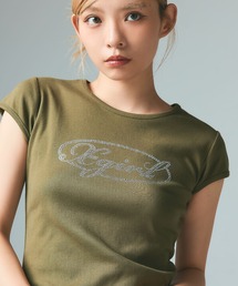 X-girl | RHINESTONE OVAL CURSIVE LOGO S/S BABY TEE(Tシャツ/カットソー)