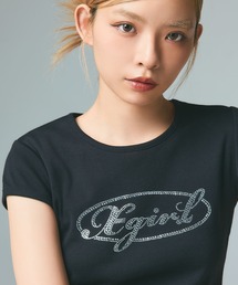 X-girl | RHINESTONE OVAL CURSIVE LOGO S/S BABY TEE(Tシャツ/カットソー)