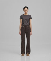 w. Light Corduroy Bootcut Pants (Charcoal Brown)