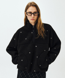 MAIS（マイス）の「FLORAL EMBROIDERED HALF ZIP-UP FLEECE JACKET / BLACK（その他アウター・レディース）」