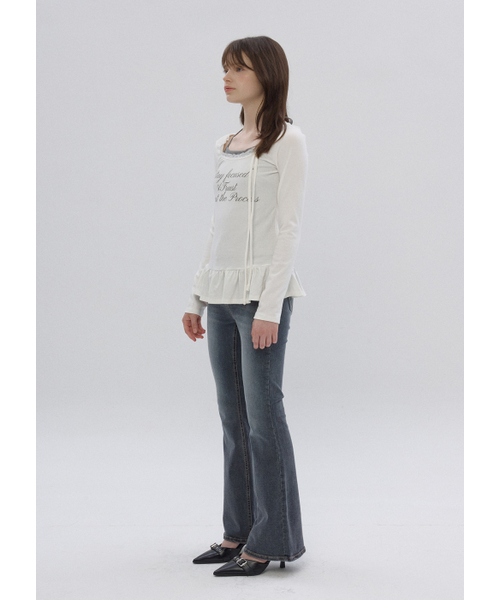 BUTTON UP（ボタンアップ）の「バックポケットポイントウォッシュドブーツカットデニム（デニムパンツ・レディース・その他・SMALL/MEDIUM/LARGE）」の4枚目の写真