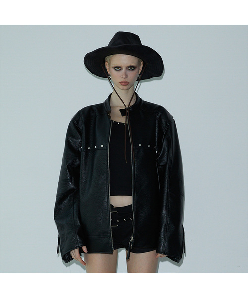 VOONT(ブント)の「Washing Leather Jacket (BLACK)(ライダースジャケット・レディース・ブラック・FREE)」の1枚目の写真