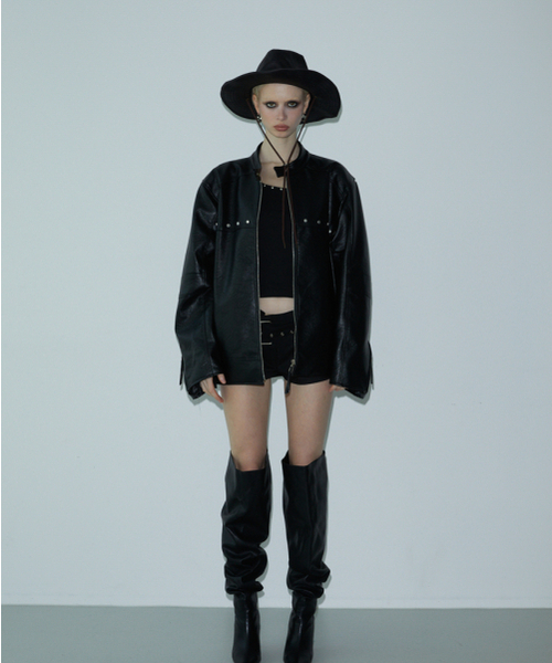 VOONT(ブント)の「Washing Leather Jacket (BLACK)(ライダースジャケット・レディース・ブラック・FREE)」の2枚目の写真