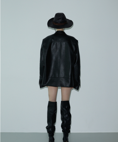 VOONT(ブント)の「Washing Leather Jacket (BLACK)(ライダースジャケット・レディース・ブラック・FREE)」の4枚目の写真