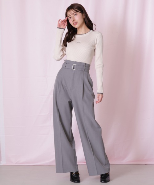 JILL by JILL STUART(ジルバイジルスチュアート)の「◇<セットアップ対応>太ベルト付きスラックスパンツ(その他パンツ・レディース・グレー/ベージュ/ネイビー・SMALL/MEDIUM)」の1枚目の写真