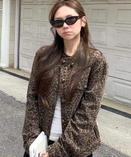 ViViDAY（ビビデー）の「レオパード柄デニムジャケット（デニムジャケット・レディース・ダークブラウン・M）」の2枚目の写真