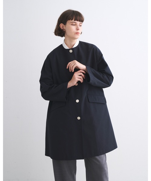 Traditional Weatherwear(トラディショナルウェザーウェア)の「LINTON N/C(ステンカラーコート・レディース・ネイビー/ベージュ系その他・32/34)」の4枚目の写真