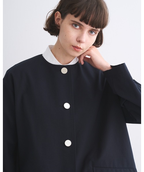 Traditional Weatherwear(トラディショナルウェザーウェア)の「LINTON N/C(ステンカラーコート・レディース・ネイビー/ベージュ系その他・32/34)」の7枚目の写真