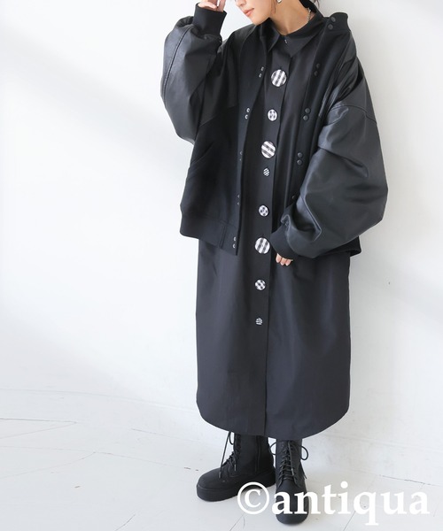 antiqua(アンティカ)の「デザインボタン シャツワンピース(シャツワンピース・レディース・ブラック/ホワイト・ONESIZE)」の11枚目の写真