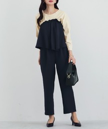 White Collection（ホワイトコレクション）の「【 ディテールで魅せる 】 ダブルクロス・アシメフレアコンビネゾン（つなぎ/オールインワン）」