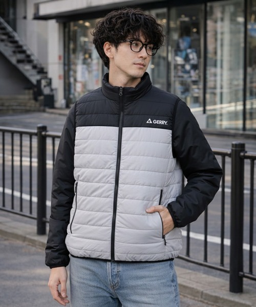 GERRY（ジェリー）の「GERRY ジェリー 軽量 290T Eシレー 細キルト 中綿ベスト アウター（ダウンベスト・メンズ・チャコール/ブラック/グレー/ブルー・M/L/LL）」の17枚目の写真