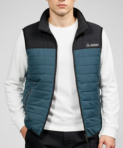 GERRY（ジェリー）の「GERRY ジェリー 軽量 290T Eシレー 細キルト 中綿ベスト アウター（ダウンベスト・メンズ・チャコール/ブラック/グレー/ブルー・M/L/LL）」の8枚目の写真