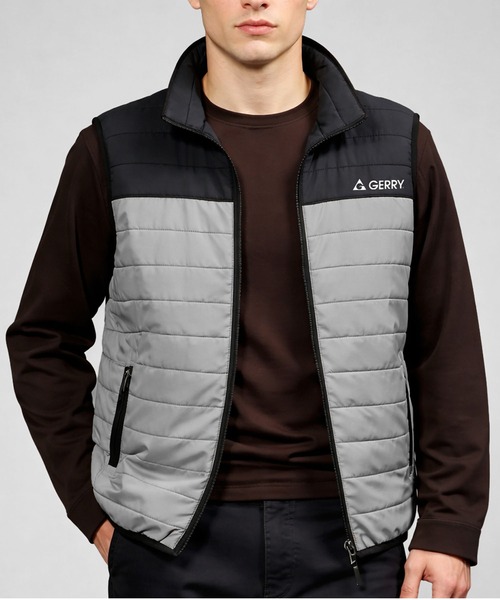 GERRY（ジェリー）の「GERRY ジェリー 軽量 290T Eシレー 細キルト 中綿ベスト アウター（ダウンベスト・メンズ・チャコール/ブラック/グレー/ブルー・M/L/LL）」の9枚目の写真