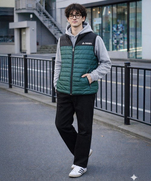 GERRY（ジェリー）の「GERRY ジェリー 軽量 290T Eシレー 細キルト 中綿ベスト アウター（ダウンベスト・メンズ・チャコール/ブラック/グレー/ブルー・M/L/LL）」の22枚目の写真