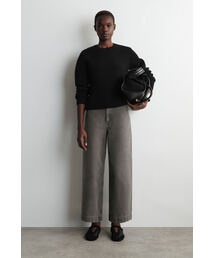 クロップド ワイドレッグデニムパンツ