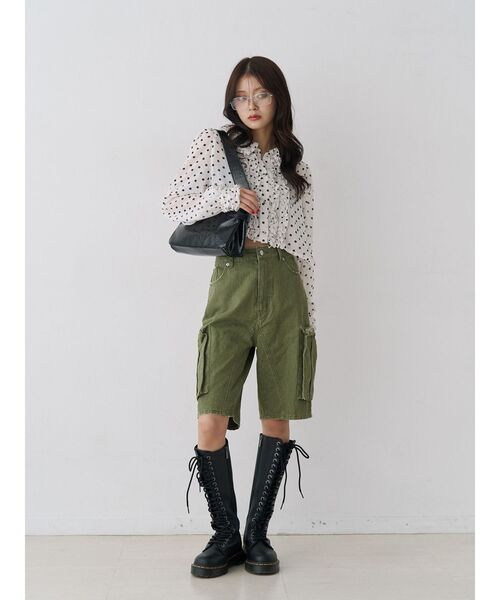 jouetie（ジュエティ）の「シアーフリルショートブラウス ドット柄（シャツ/ブラウス・レディース・オフホワイト/ブラック・MEDIUM）」の21枚目の写真