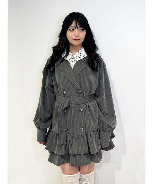 jouetie（ジュエティ）の「シアーフリルショートブラウス ドット柄（シャツ/ブラウス・レディース・オフホワイト/ブラック・MEDIUM）」の4枚目の写真