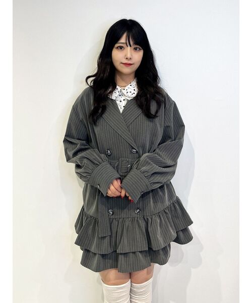 jouetie（ジュエティ）の「シアーフリルショートブラウス ドット柄（シャツ/ブラウス・レディース・オフホワイト/ブラック・MEDIUM）」の5枚目の写真