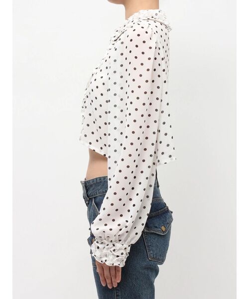 jouetie（ジュエティ）の「シアーフリルショートブラウス ドット柄（シャツ/ブラウス・レディース・オフホワイト/ブラック・MEDIUM）」の7枚目の写真