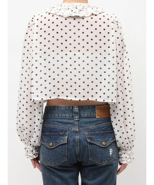 jouetie（ジュエティ）の「シアーフリルショートブラウス ドット柄（シャツ/ブラウス・レディース・オフホワイト/ブラック・MEDIUM）」の8枚目の写真