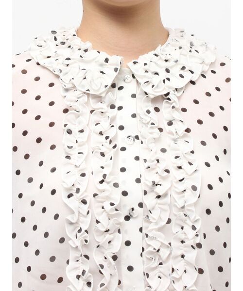 jouetie（ジュエティ）の「シアーフリルショートブラウス ドット柄（シャツ/ブラウス・レディース・オフホワイト/ブラック・MEDIUM）」の9枚目の写真