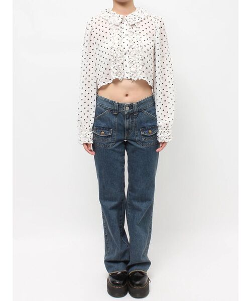 jouetie（ジュエティ）の「シアーフリルショートブラウス ドット柄（シャツ/ブラウス・レディース・オフホワイト/ブラック・MEDIUM）」の13枚目の写真