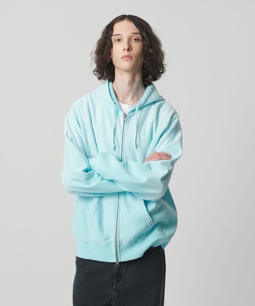 MONKEY TIME（モンキータイム）の「サンフェード フレンチテリー フルジップ フーディー（パーカー・メンズ・ターコイズブルー/ブラック・XL/L/M/S）」の7枚目の写真