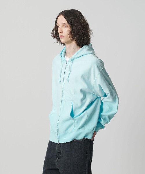 MONKEY TIME（モンキータイム）の「サンフェード フレンチテリー フルジップ フーディー（パーカー・メンズ・ターコイズブルー/ブラック・XL/L/M/S）」の8枚目の写真