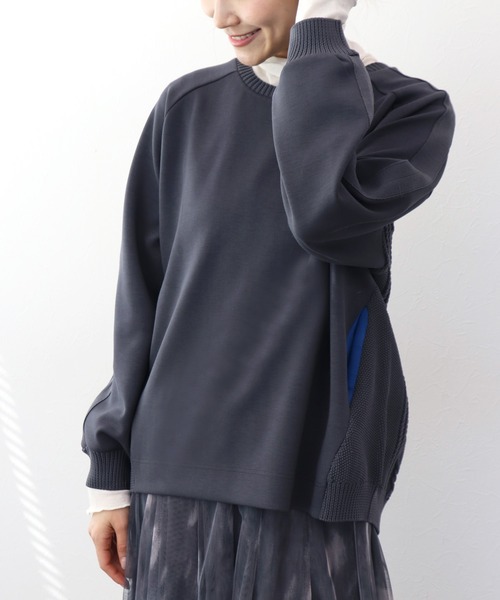 Jines（ジネス）の「カットソー×ケーブルトップス（Tシャツ/カットソー・レディース・ベージュ/ホワイト/チャコールグレー・38）」の3枚目の写真