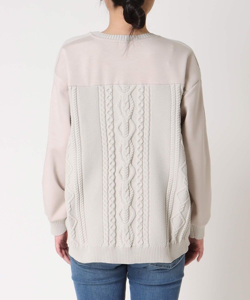 Jines（ジネス）の「カットソー×ケーブルトップス（Tシャツ/カットソー・レディース・ベージュ/ホワイト/チャコールグレー・38）」の6枚目の写真