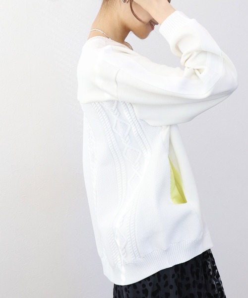 Jines（ジネス）の「カットソー×ケーブルトップス（Tシャツ/カットソー・レディース・ベージュ/ホワイト/チャコールグレー・38）」の21枚目の写真