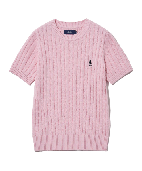 YALE(イェール)の「ウィメンズヘリテージダンケーブル半袖ラウンドニットライトピンク(Tシャツ/カットソー・レディース・その他・S/M/L)」の3枚目の写真