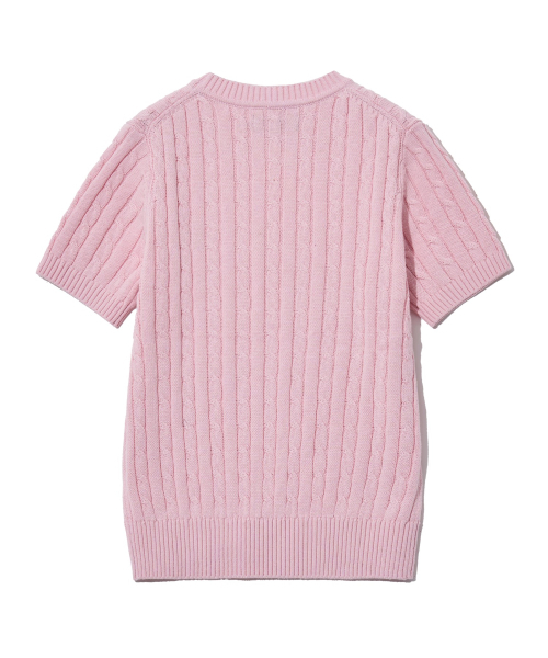YALE(イェール)の「ウィメンズヘリテージダンケーブル半袖ラウンドニットライトピンク(Tシャツ/カットソー・レディース・その他・S/M/L)」の4枚目の写真