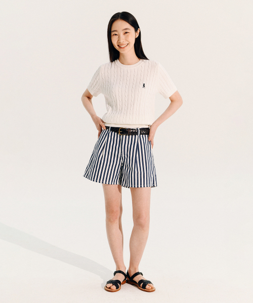YALE(イェール)の「ウィメンズヘリテージダンケーブル半袖ラウンドニットライトピンク(Tシャツ/カットソー・レディース・その他・S/M/L)」の11枚目の写真
